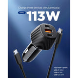 Spigen Essential 113W Car Charger with 2 x USB-C & 1 x USB-A – Black