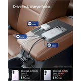 Spigen Essential Car Charger 60W with Built-in USB-C Cable & 1 x USB-C 1 x USB-A - Black