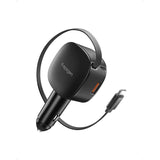 Spigen Essential Car Charger 60W with Built-in USB-C Cable & 1 x USB-C 1 x USB-A - Black