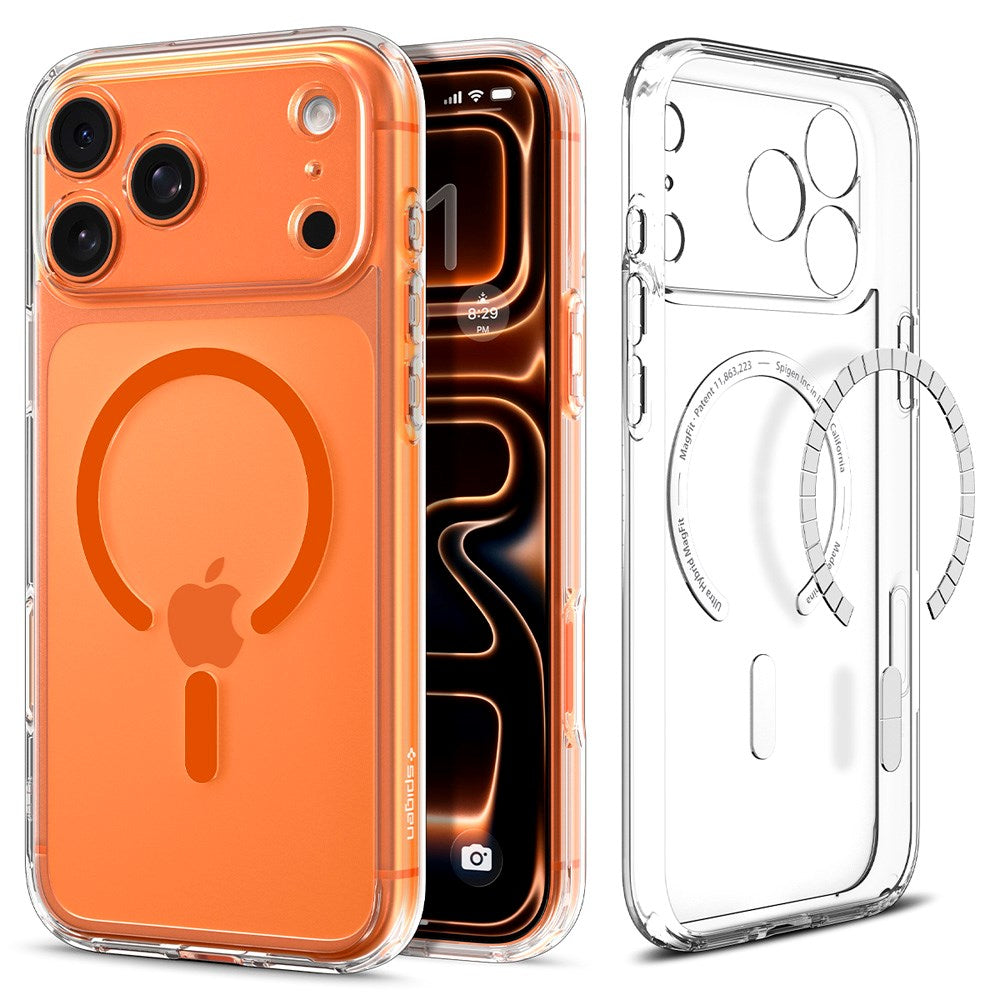 iPhone 17 Pro Max Spigen Ultra Hybrid Case - MagSafe Compatible - Transparent / Orange