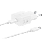 Original Samsung Super Fast Charge 25W GaN Power Adapter with USB-C to USB-C Cable - White