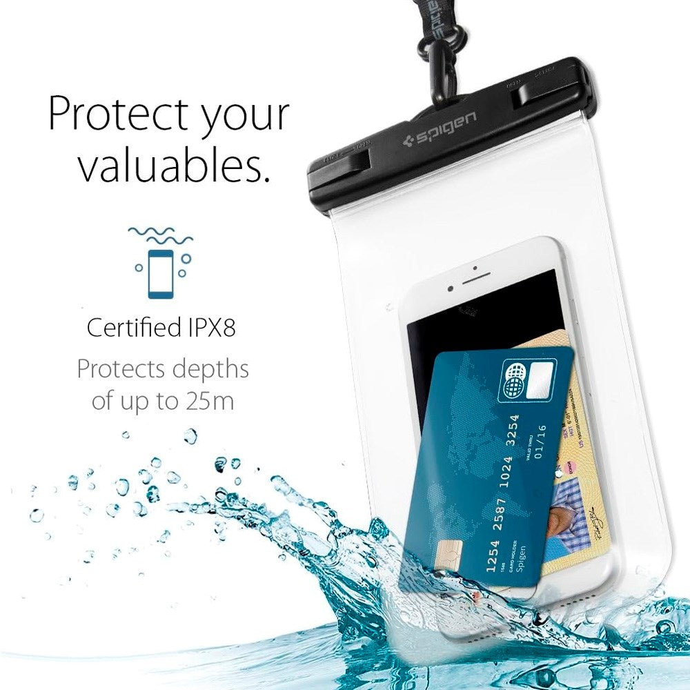 Spigen Universal AquaShield Waterproof Case - Transparent / Black