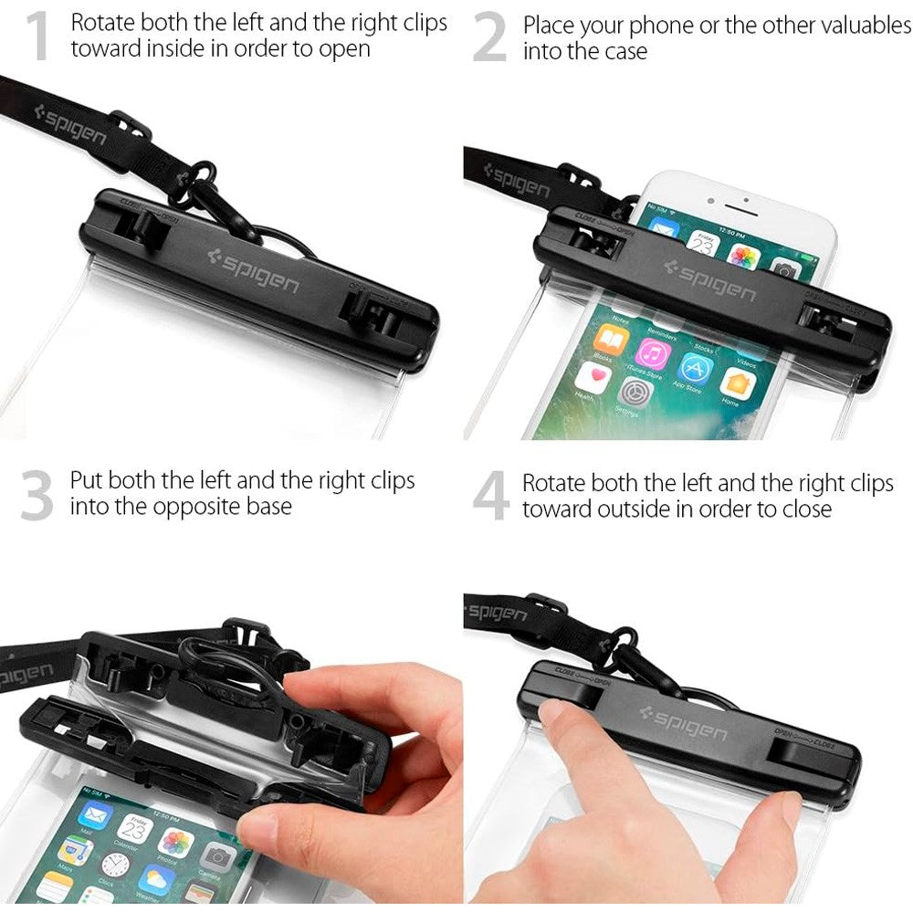 Spigen Universal AquaShield Waterproof Case - Transparent / Black