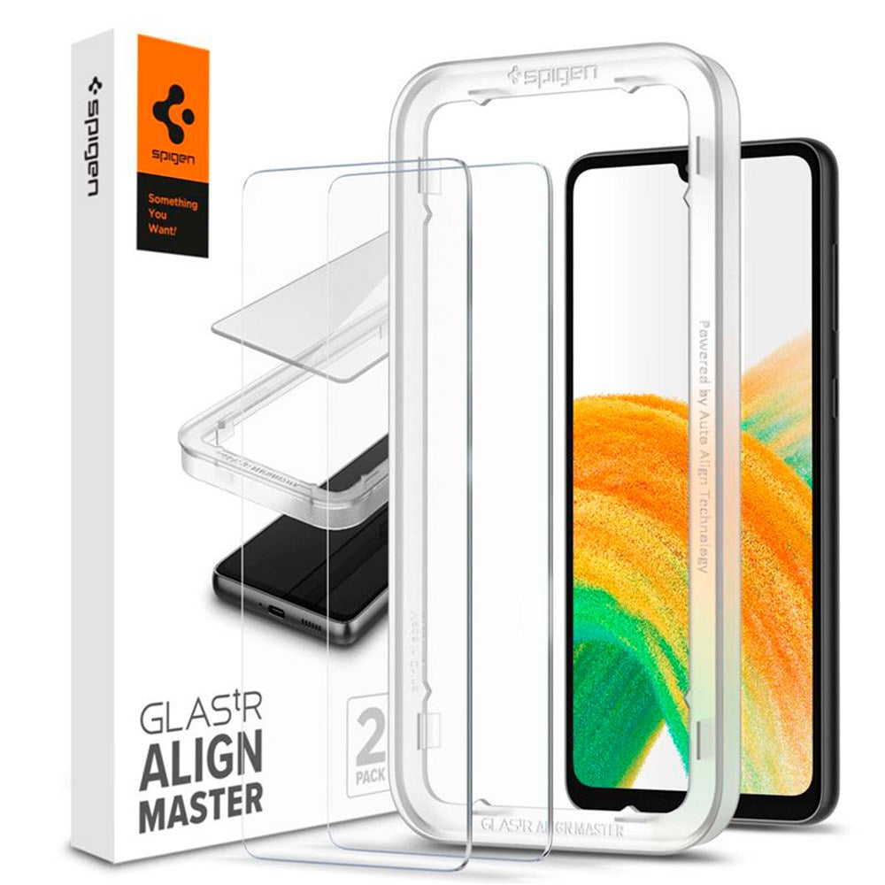 Samsung Galaxy A33 (5G) Spigen Alignmaster Glas.tR Screen Protection 2. Pcs - Case Friendly - Transparent