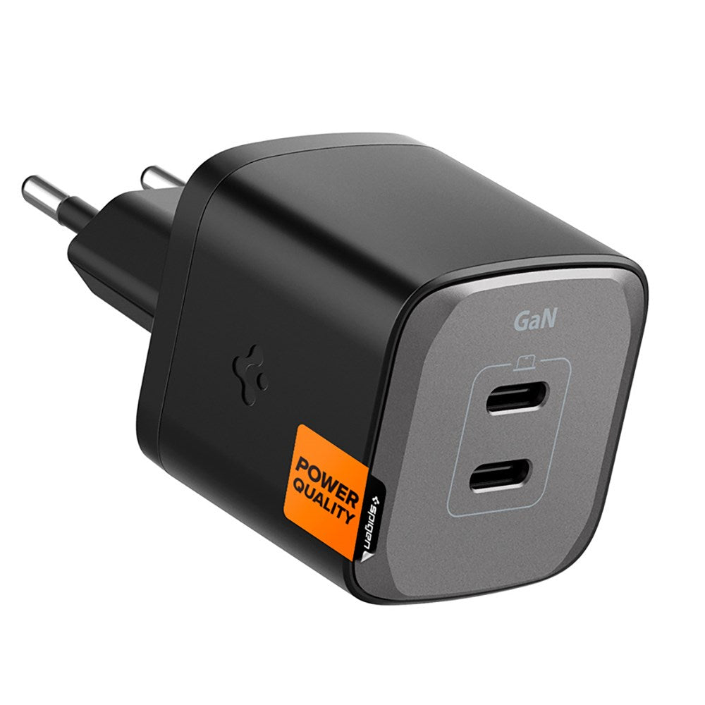 Spigen ArcStation PD 45W GaN Wall Charger with 2 x USB-C - Black