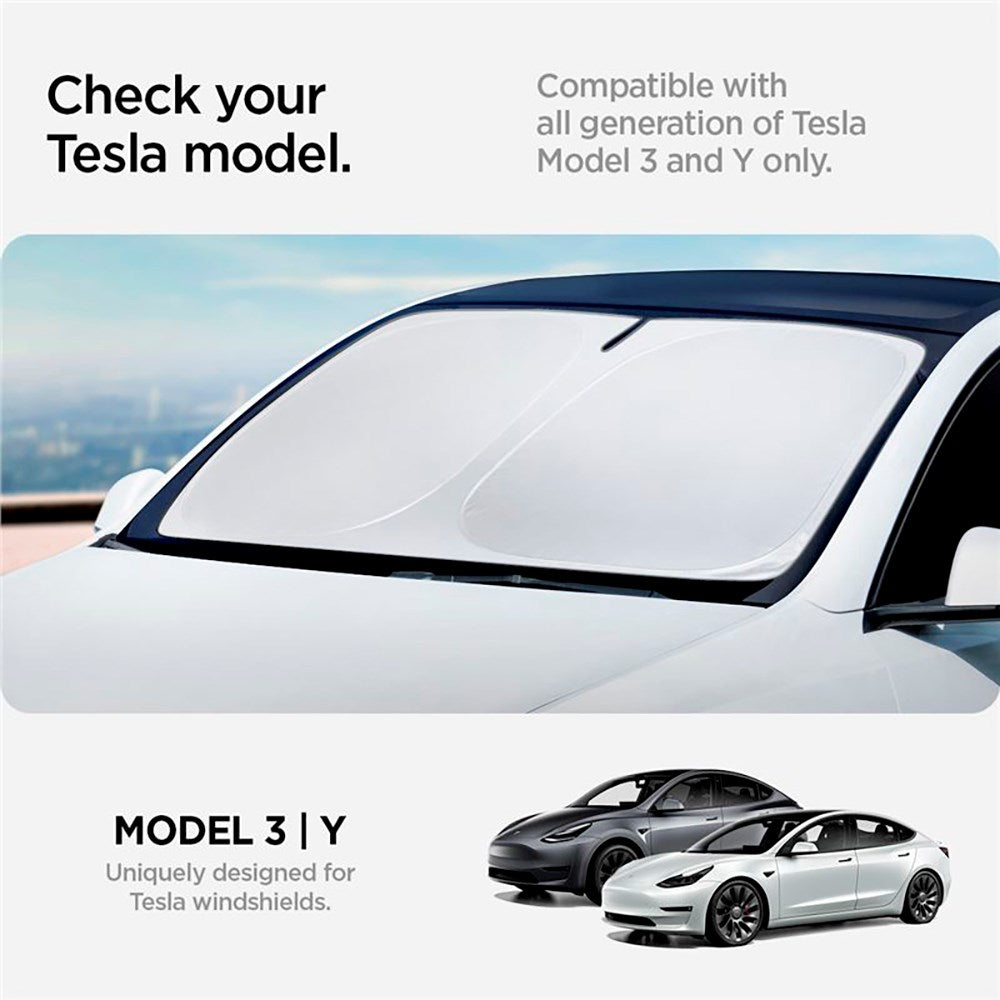 Spigen CryoShade Windscreen Sunshade for Tesla Model Y / 3 - Black