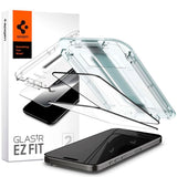 iPhone 15 Pro Spigen EZ Fit Glas.tR Screen Protection 2. Pcs - Case Friendly - Black Edge