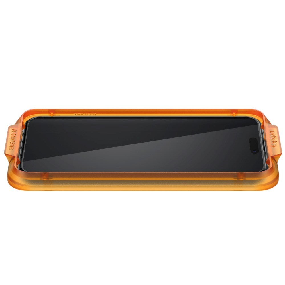 iPhone 15 Pro Spigen Glass tR AlignMaster Screen Protector Glass - 2 pcs - Transparent / Black Edge