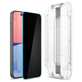 iPhone 15 / 16 Spigen EZ Fit Glas.tR Screen Protection 2. Pcs - Privacy Filter - Case Friendly - Transparent