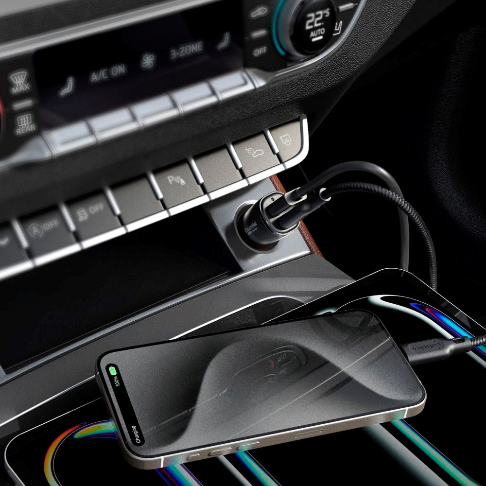 Spigen 48W Car Charger with 1x USB-C & 1x USB-A - Black