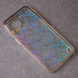 Xiaomi 12T / 12T Pro Hybrid Plastic Case w. Holographic Print - Hearts Motif - Transparent