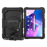 Lenovo Tab M10 Plus (3. Gen) 10.6" (TB-125F/128F) Tech-Protect Solid360 Tough Case w. Protective Film, Hand Holder & Shoulder Strap - Black