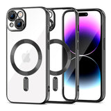 iPhone 15 Tech-Protect MagShine Case - MagSafe Compatible - Transparent / Black