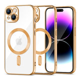 iPhone 15 Tech-Protect MagShine Case - MagSafe Compatible - Transparent / Gold (DEMO)