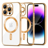 iPhone 15 Pro Max Tech-Protect MagShine Case - MagSafe Compatible - Transparent / Gold