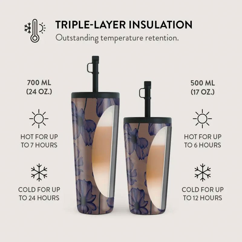 Burga Thermo Cup with Lid & Straw - 500ml - Velvet Night
