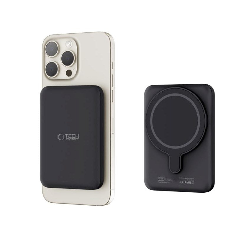 Tech-Protect LifeMag Wireless Powerbank 5000 mAh - MagSafe Compatible - Black