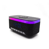 Denver ECQ-112B Alarm Clock with Bluetooth Speaker & Wireless Charging - Black