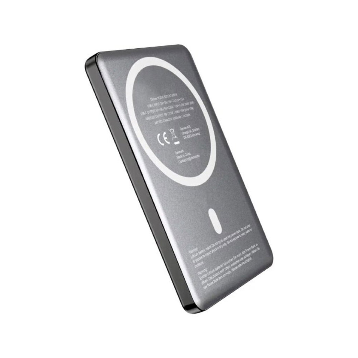 Denver PQCW-5015 15W Wireless PowerBank - 5000 mAh - MagSafe Compatible - Grey
