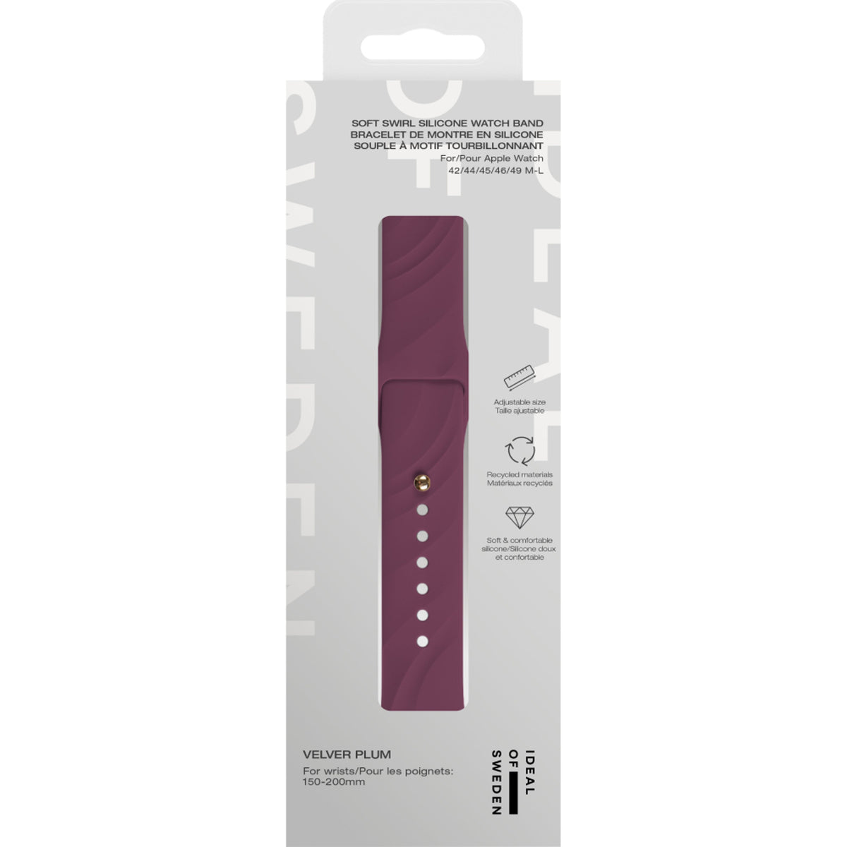 Apple Watch (42/44/SE/45/46/49mm) iDeal of Sweden Soft Swirl Silicone Watch Strap - Size M/L - Velvet Plum