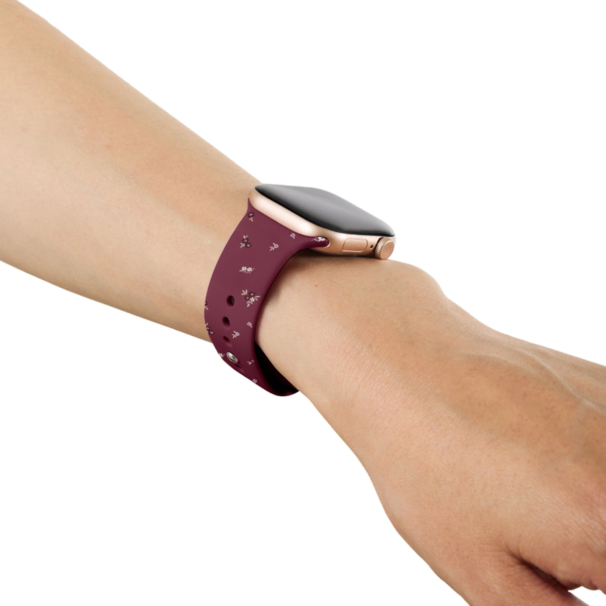 Apple Watch (42/44/SE/45/46/49mm) iDeal of Sweden Silicone Watch Strap - Size M/L - Fine Wine Bloom