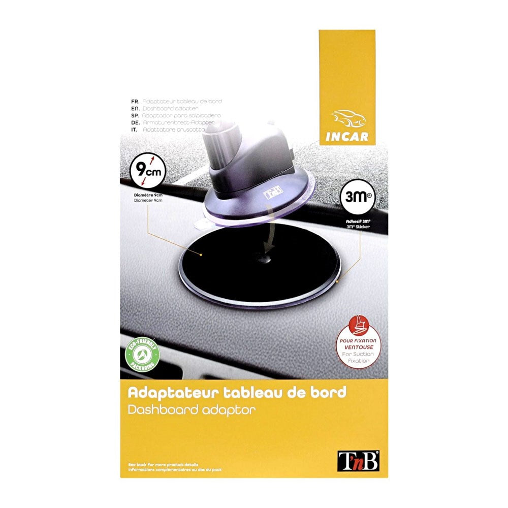 T'NB 90mm Adapter for Suction Cup Mounting - Dashboard - Black