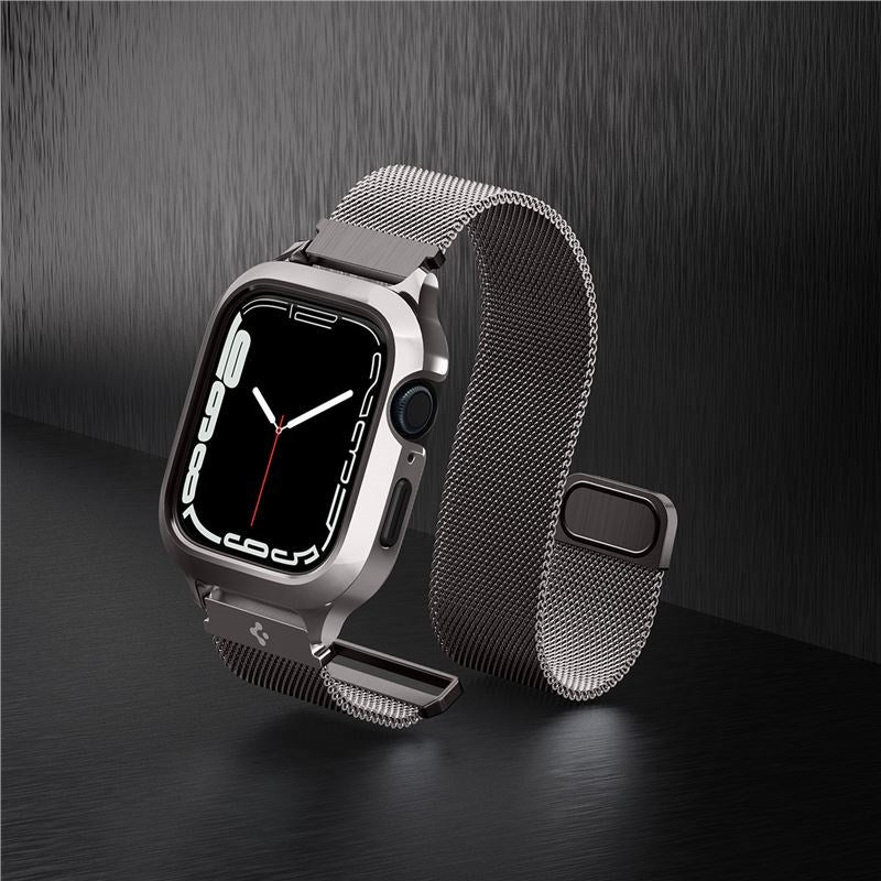 Apple Watch (44/45) Spigen Metal Fit Pro - Aluminum Case and Stainless Steel Watch Band - Black