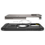 iPhone 16 Pro Spigen Tough Armor Case w. Kickstand  - MagSafe Compatible - Gunmetal