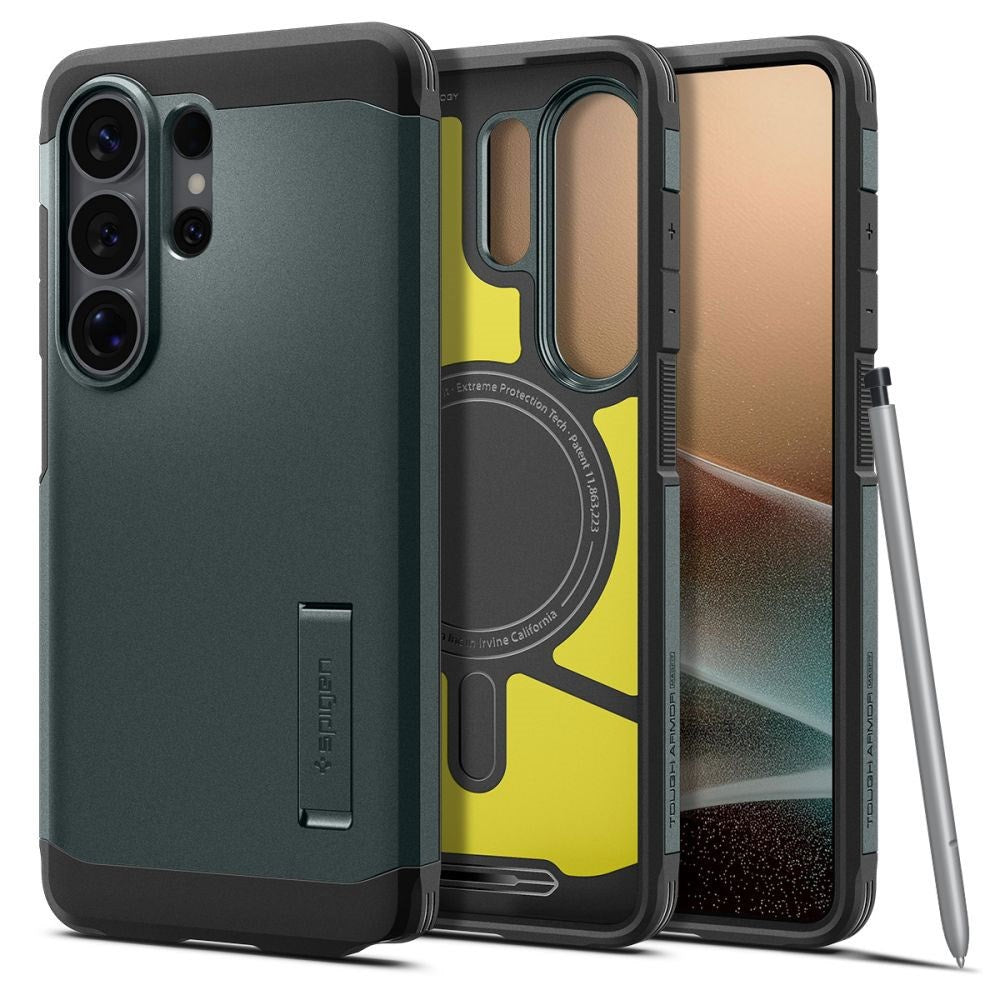 Samsung Galaxy S26 Ultra Spigen Tough Armor Hybrid Case with Kickstand - MagSafe Compatible - Green