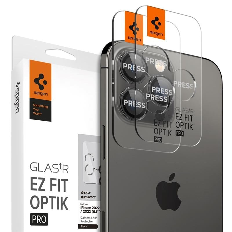 iPhone 16 Pro / 16 Pro Max Spigen EZ Fit. tR Optik Pro Camera Lens Protection - 2 pcs - Transparent / Black