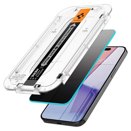 iPhone 15 Pro Max Spigen EZ Fit Glas.tR Screen Protection 2 Pcs. - Privacy Filter - Case Friendly - Transparent