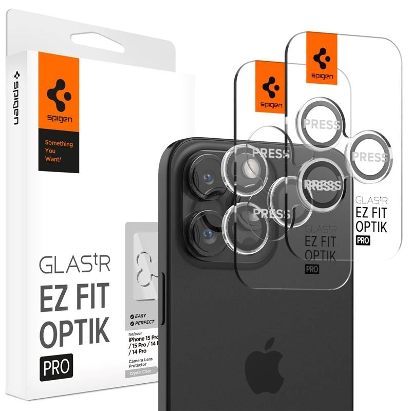 iPhone 16 Pro / 16 Pro Max / 15 Pro / 15 Pro Max / 14 Pro / 14 Pro Max Spigen EZ Fit. tR Optik Pro Camera Lens Protection - 2 pcs - Transparent