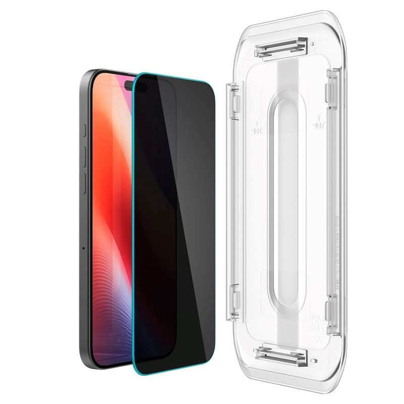 iPhone 16 Pro Spigen EZ Fit Glas.tR Screen Protection 2. Pcs - Privacy Filter - Case Friendly - Transparent