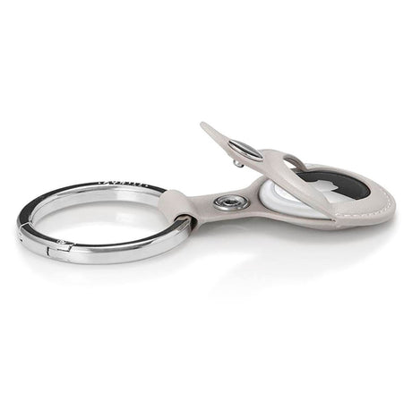 Cyrill AirTag Key Ring with Large Carabiner - Artificial Leather - Grey / Silver