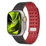 Apple Watch (42/44/SE/45/46/49mm) Mobile Origin Magnetic Silicone Strap - Black / Red