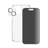 iPhone 15 PanzerGlass 3-i-1 Bundle w. EasyAligner - Privacy Screen Protector (UWF) / Case / Camera Protection - Transparent / Black