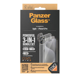 iPhone 15 Pro PanzerGlass 3-i-1 Bundle w. EasyAligner - Screen Protector (UWF) / Case / Camera Protection - Transparent / Black