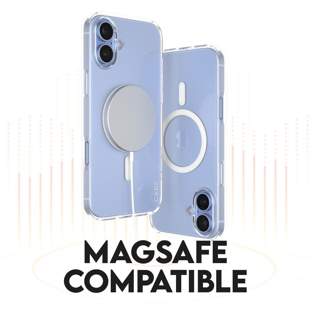 CARE By PanzerGlass iPhone 16 Plus 3-i-1 FLAGSHIP MagSafe Bundle - Screen Protector (UWF) / Case / Camera Protection - Transparent / White