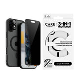 CARE By PanzerGlass iPhone 16 Plus 3-i-1 FLAGSHIP MagSafe Bundle - Privacy Screen Protector (UWF) / Case / Camera Protection - Transparent / Black