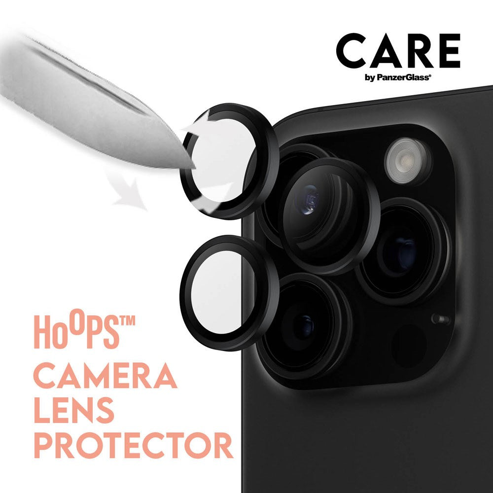 CARE By PanzerGlass iPhone 16 Pro 3-i-1 FASHION Bundle - Screen Protector (UWF) / Case / Camera Protection - Transparent / Black
