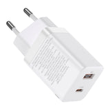 Baseus 30W Super Si Pro Wall Charger USB-C & USB-A - White