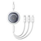 Baseus Free2Draw 3-in-1 Retractable Multi Cable - USB-A to USB-C / Lightning / Micro USB - 1.1m - White