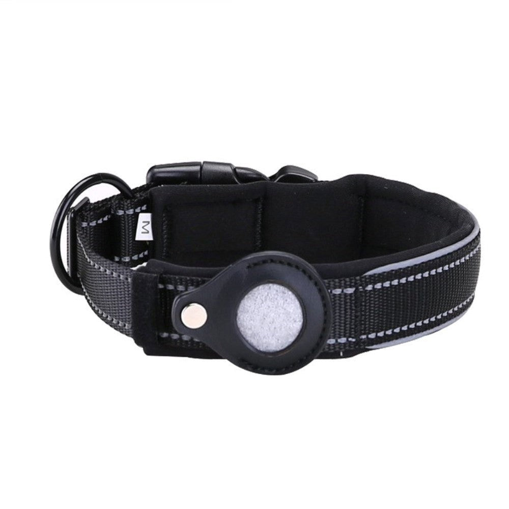 Dog collar with AirTag Leather Case & Reflectors - XL - 50-55 cm.