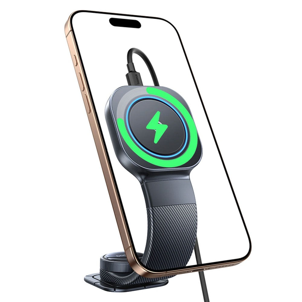Baseus Car Phone Holder with Wireless Charging - Dashboard - MagSafe Compatible - Black