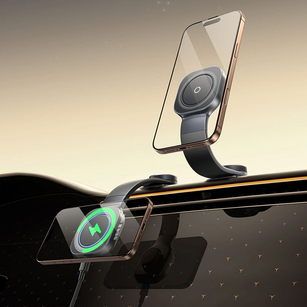 Baseus Car Phone Holder with Wireless Charging - Dashboard - MagSafe Compatible - Black