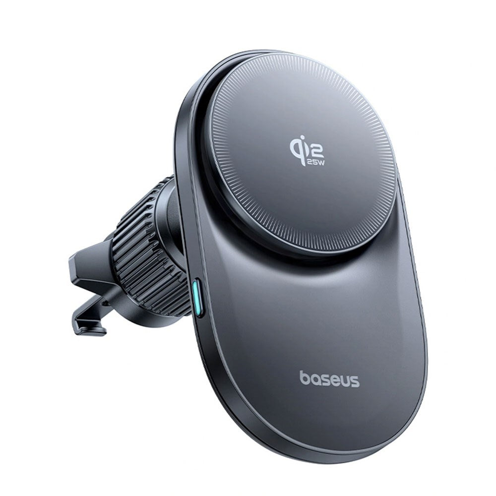 Baseus Magnetic Car Phone Holder with Wireless Charging & Fan - Ventilation Grille - MagSafe Compatible - Black