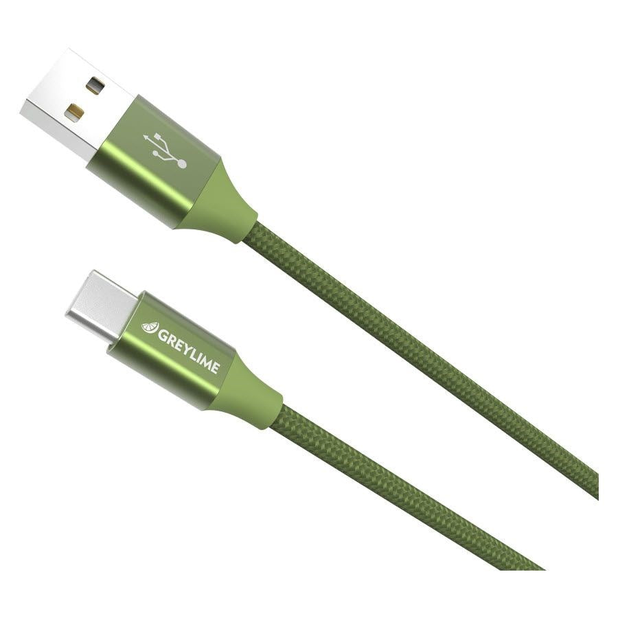 GreyLime Braided (3A/15W) USB-C Cable 2 m - Green