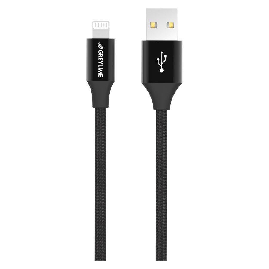 GreyLime Braided USB-A to Lightning Cable 1 m - Black