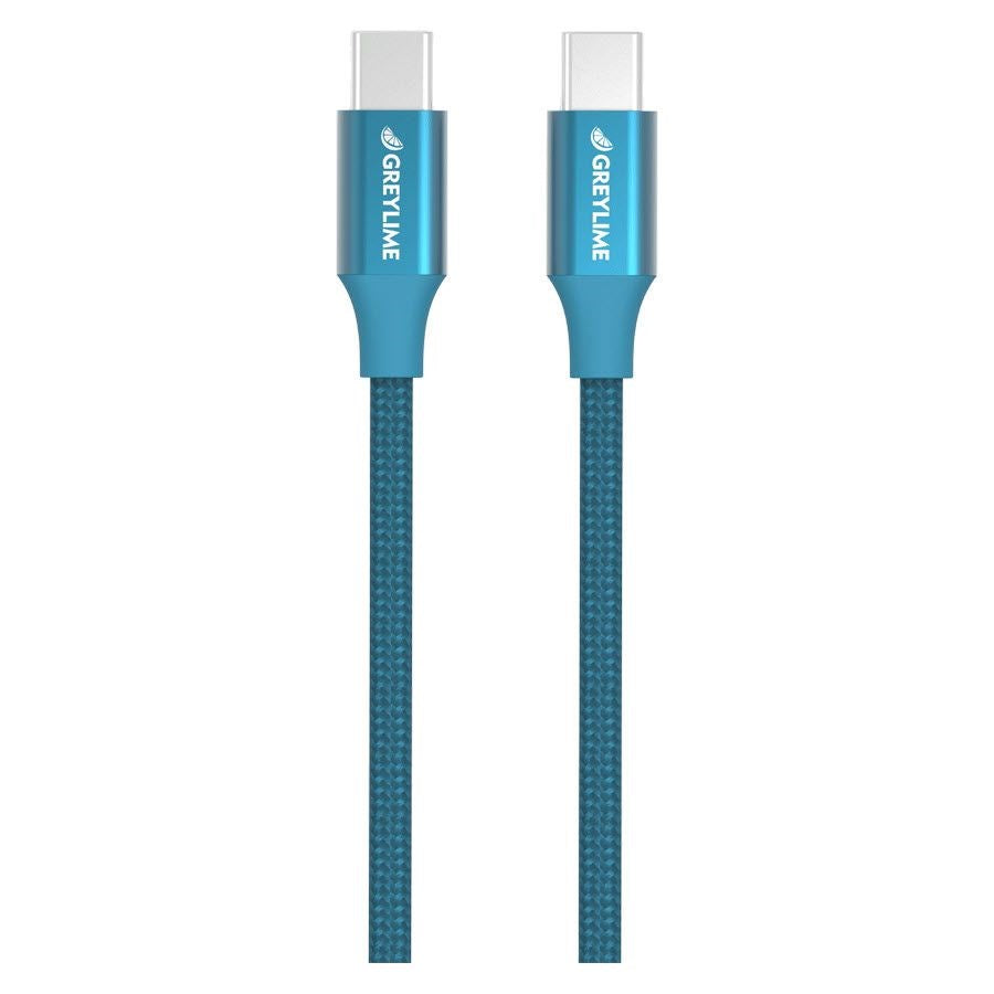 GreyLime 60W Braided USB-C to USB-C Cable 2 m - Blue