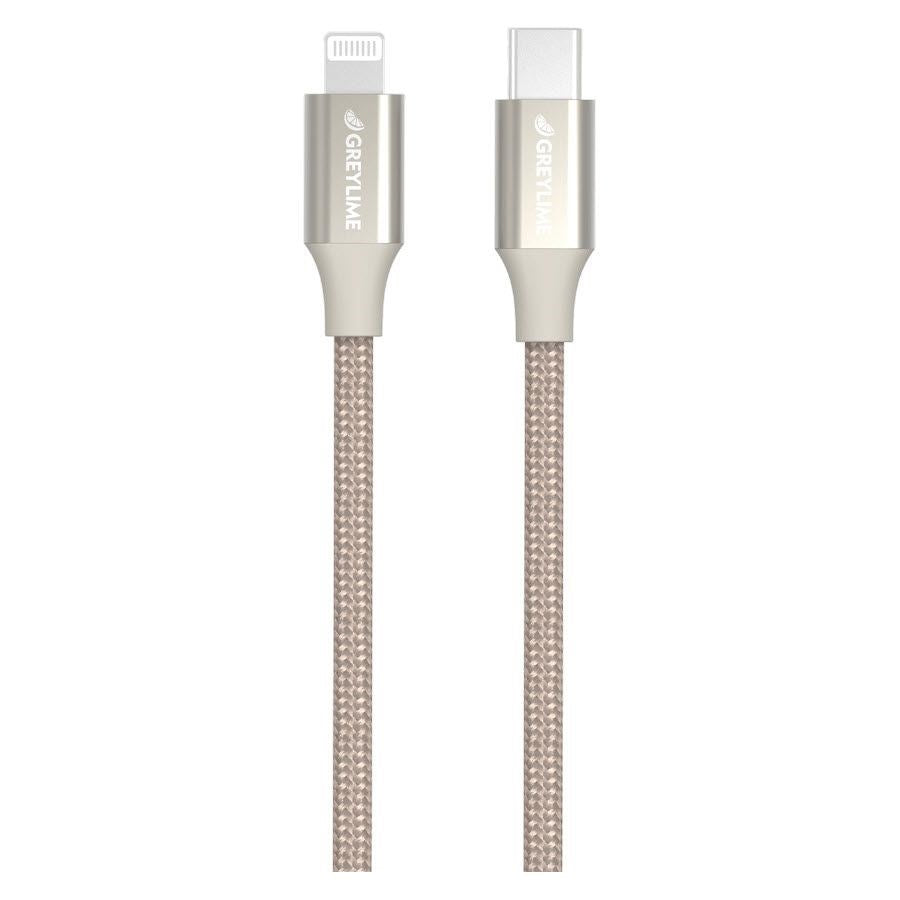 GreyLime 18W Braided USB-C to Lightning Cable 1 m - Beige